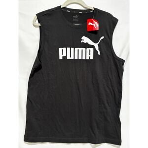 New PUMA black men’s unisex muscle tank basketball sports activewear logo sz L